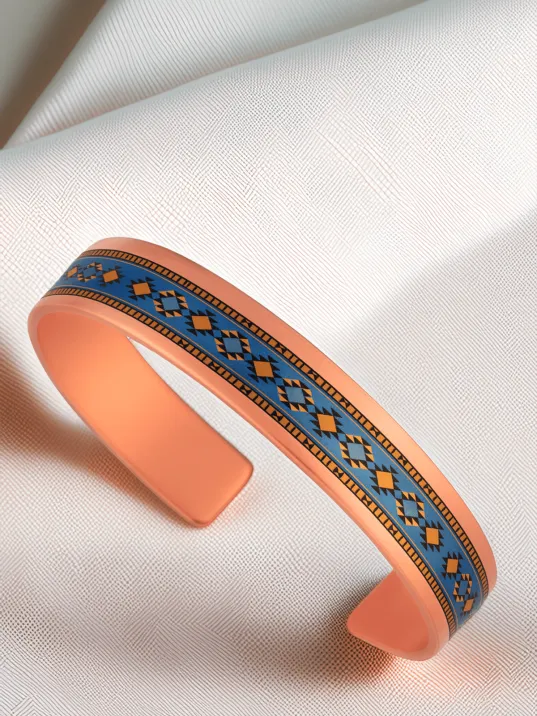 Kadın Bakır Bileklik - Marta Model Özel Baskı Metal Kutu Ve Kuvars Taşı Kadın Bakır Bileklik - Marta Model Özel Baskı Metal Kutu Ve Kuvars Taşı