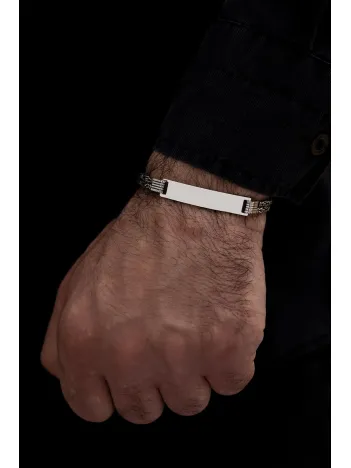 Erkek Gümüş Bileklik - İsim Yazılabilir 2.8 mm Çift Yuvarlak Kral Gümüş Bileklik