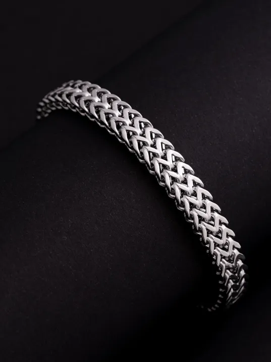 Erkek Çelik Bileklik - Çift Sıra Örgü Model Kalın Çelik Bileklik