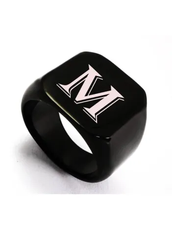 Siyah Yazı Yazılabilen Çelik Erkek Yüzük