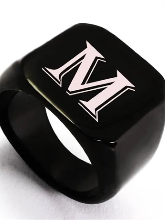Siyah Yazı Yazılabilen Çelik Erkek Yüzük