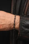 Siyah Hematit Taşlı Gümüş Detaylı Ayarlanabilir Erkek İp Bileklik - Model 8