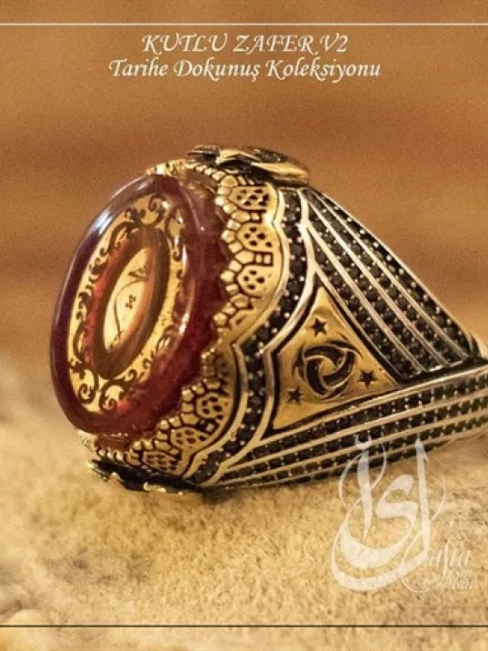 İslam Usta Tasarımı Kutlu Zafer Model 2 Gümüş Erkek Yüzük