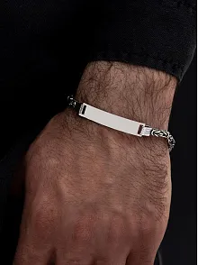Erkek Gümüş Bileklik - İsim Yazılabilir 4.2 mm Kare Kral Gümüş Bileklik