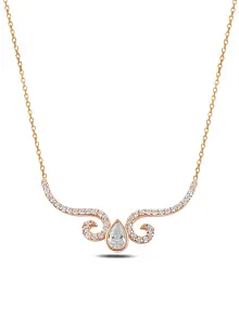 Zirkon Taşlı Rose Damla Model Kadın Gümüş Kolye GKLDMLM3DEL-ROS