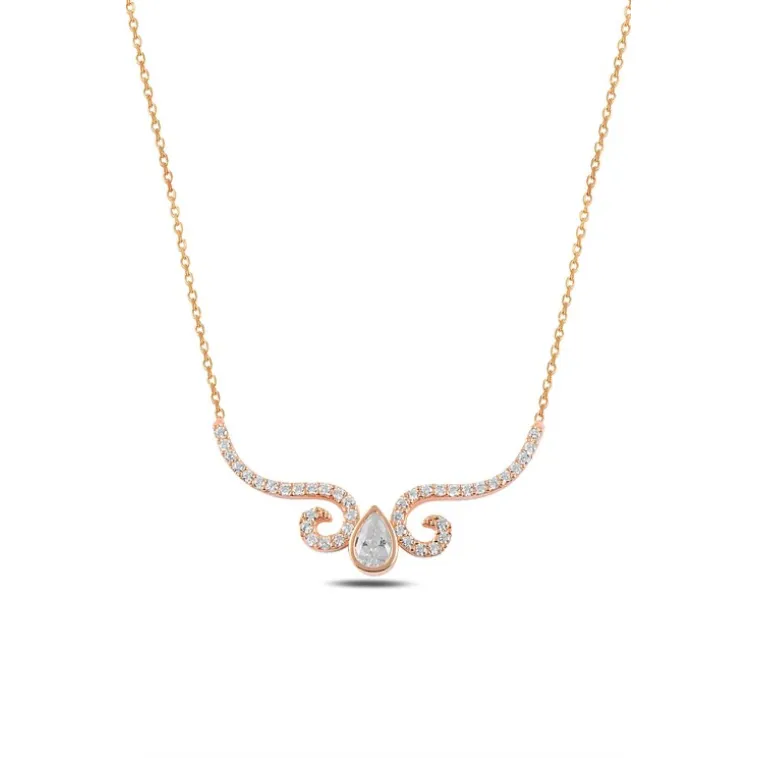 Zirkon Taşlı Rose Damla Model Kadın Gümüş Kolye GKLDMLM3DEL-ROS Zirkon Taşlı Rose Damla Model Kadın Gümüş Kolye GKLDMLM3DEL-ROS