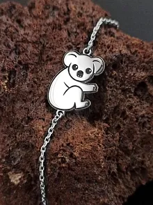 Koala Modelli Bayan Gümüş Bileklik GBLPANDABLK-BYZ