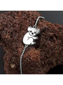 Koala Modelli Bayan Gümüş Bileklik GBLPANDABLK-BYZ