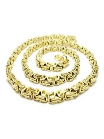 Altın Kaplama Kral Erkek Çelik Kolye Zincir Kalın Model