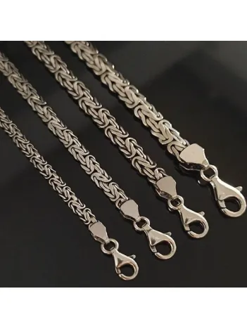 Yassı-Ezme Kral Zincir Gümüş Erkek Bileklik Künye