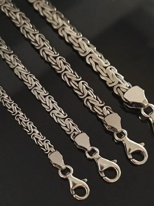 Yassı-Ezme Kral Zincir Gümüş Erkek Bileklik Künye