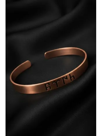 Erkek Bakır Bileklik - Göktürkçe Türk Yazılı Bakır Bileklik