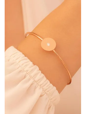 Kadın Gümüş Bileklik - El Yapımı Gümüş Zirkon Taşlı Yuvarlak Motifli Kadın Bileklik