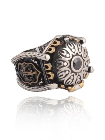 Kubbe Detaylı Yanları İşlemeli İçi Açılabile Erkek 925 Ayar Gümüş Yüzük GYZTASKUBBE-GMS