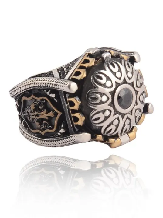 Kubbe Detaylı Yanları İşlemeli İçi Açılabile Erkek 925 Ayar Gümüş Yüzük GYZTASKUBBE-GMS