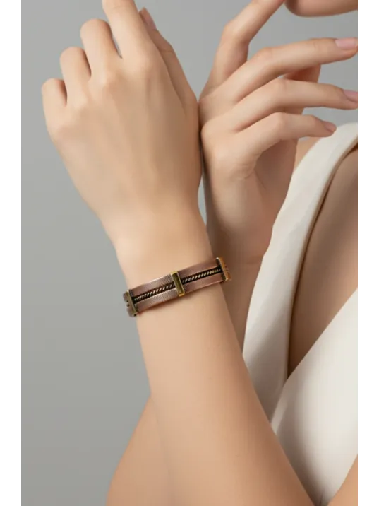 Erkek Kadın Bakır Bileklik - Atlas Otantik Model Bakır Bilezik Metal Kutu Ve Doğal Taşlar