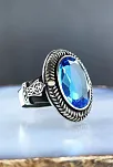 Aquamarine Taşlı Gümüş Erkek Yüzük  GYZGMSWGUMU