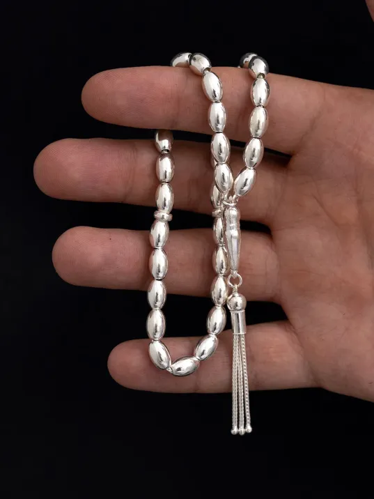 Gümüş Tespih Arpa Kesim Büyük Boy 24gr