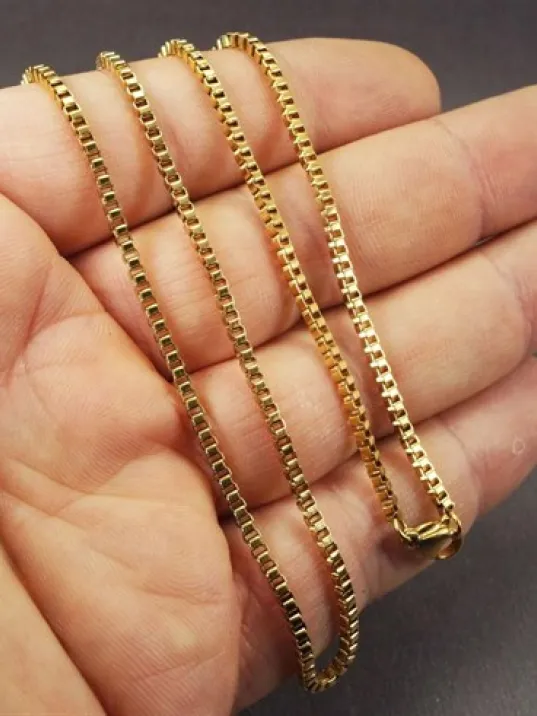 OttoMan Altın Rengi Kübik Erkek Kolye Zincir İnce Zarif Model