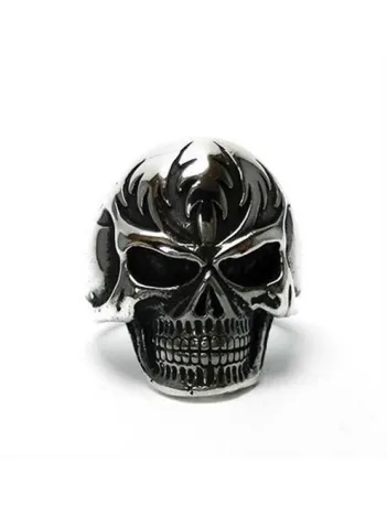 Gotik Maskeli Kurukafa Gümüş Erkek Yüzüğü
