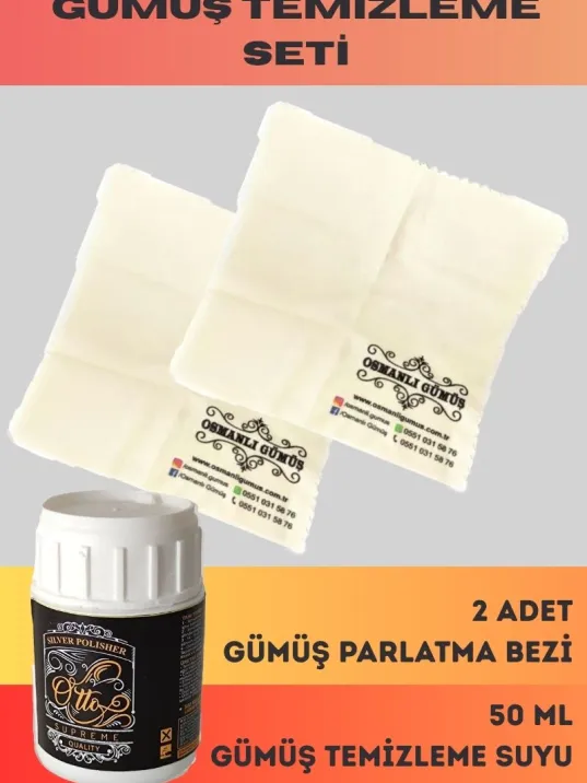 Gümüş Parlatma Temizleme Seti Gümüş Temizleme Suyu + Gümüş Parlatıcı Bez