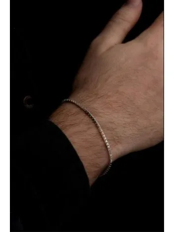 Erkek Gümüş Bileklik - 925 Ayar Küp Zincir Gümüş Bileklik 2mm