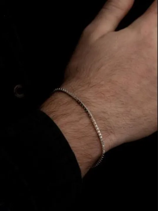 Erkek Gümüş Bileklik - 925 Ayar Küp Zincir Gümüş Bileklik 2mm Erkek Gümüş Bileklik - 925 Ayar Küp Zincir Gümüş Bileklik 2mm