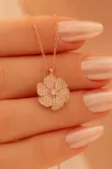 Kadın Gümüş Kolye - Sevgililer Günü - Hediye - Ortası Zirkon Taşlı Çiçek Motifli Kadın Kolye