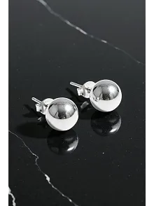 Kadın Gümüş Küpe - 10 mm 925 Ayar Gümüş Top Küpe