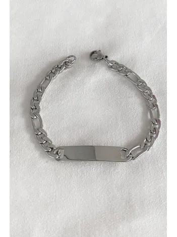 Erkek Çelik Bileklik - Orta Boy İsim Yazılabilir Çelik Künye Bileklik