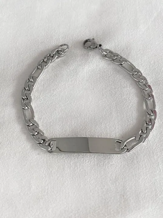 Erkek Çelik Bileklik - Orta Boy İsim Yazılabilir Çelik Künye Bileklik