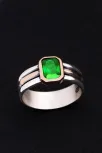 Erkek Gümüş Yüzük - Yeşil Zümrüt Taşlı İnce Kibar Erkek Yüzüğü Erkek Gümüş Yüzük - Yeşil Zümrüt Taşlı İnce Kibar Erkek Yüzüğü