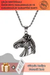 At Kafası Çelik Erkek Kolye Zincir Gümüş Renk At Kafası Çelik Erkek Kolye Zincir Gümüş Renk
