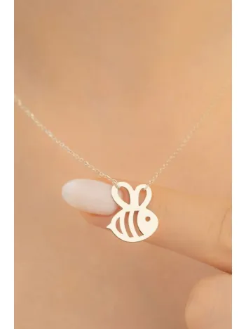 Rose Renk Kaplama Kararmayan Kadın Arı Maya Model 925 Ayar Gümüş Kolye (14 Şubat Sevgililer Günü Hediyesi)