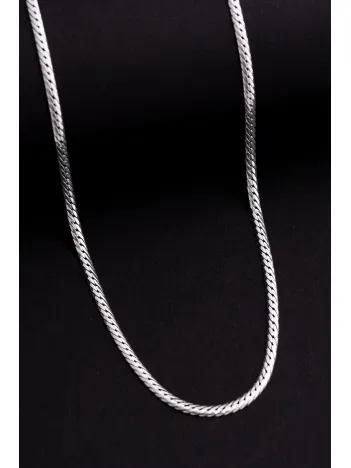 Erkek Gümüş Kolye - İnce İtalyan Bombeli Zincir Gümüş Kolye