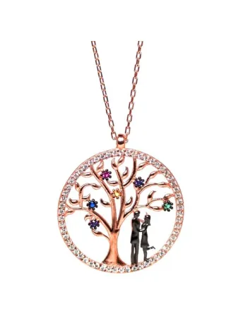 Romantik Çift Bayan Gümüş Kolye