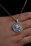 Erkek Gümüş Kolye - Yunan Tanrısı Medusa İşlemeli Gümüş Kolye