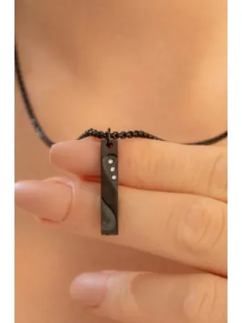 Kadın Çelik Kolye - Zirkon Taşlı İnce Kibar Çelik Kolye