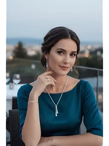 Çağ Bayan Zirkon Taşlı Gümüş Su Yolu Set - Kolye, Bileklik, Küpe, Yüzük