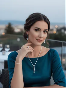 Çağ Bayan Zirkon Taşlı Gümüş Su Yolu Set - Kolye, Bileklik, Küpe, Yüzük