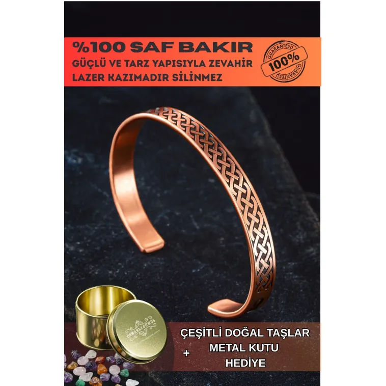 Kadın Erkek Saf Bakır Bileklik Zevahir Model Metal Kutu Doğal Taşlar Bakır Kelepçe Bilezik Kadın Erkek Saf Bakır Bileklik Zevahir Model Metal Kutu Doğal Taşlar Bakır Kelepçe Bilezik