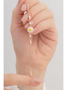 Papatya Kadın Gümüş Bileklik Zirkon Taşlı Rose