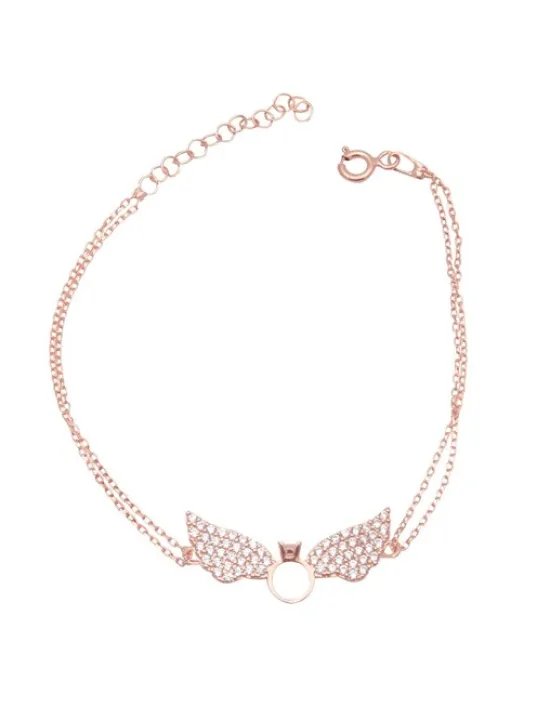 Zirkon Taşlı Rose Tektaşlı Melek Kanadı Gümüş Kadın Bileklik GBLTKTSKND1-ROS Zirkon Taşlı Rose Tektaşlı Melek Kanadı Gümüş Kadın Bileklik GBLTKTSKND1-ROS