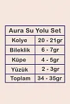 Aura Bayan Zümrüt Taşlı Gümüş Su Yolu Set - Kolye, Bileklik, Küpe, Yüzük