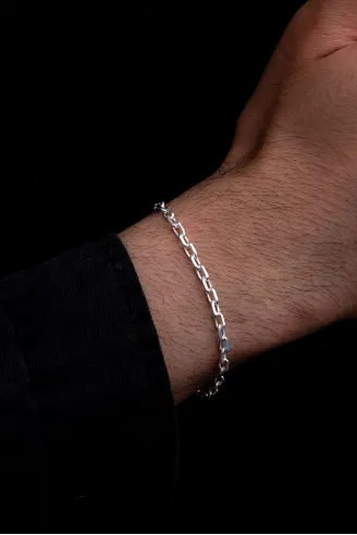Erkek Gümüş Bileklik - 3.5 mm Forse Zincir Gümüş Bileklik