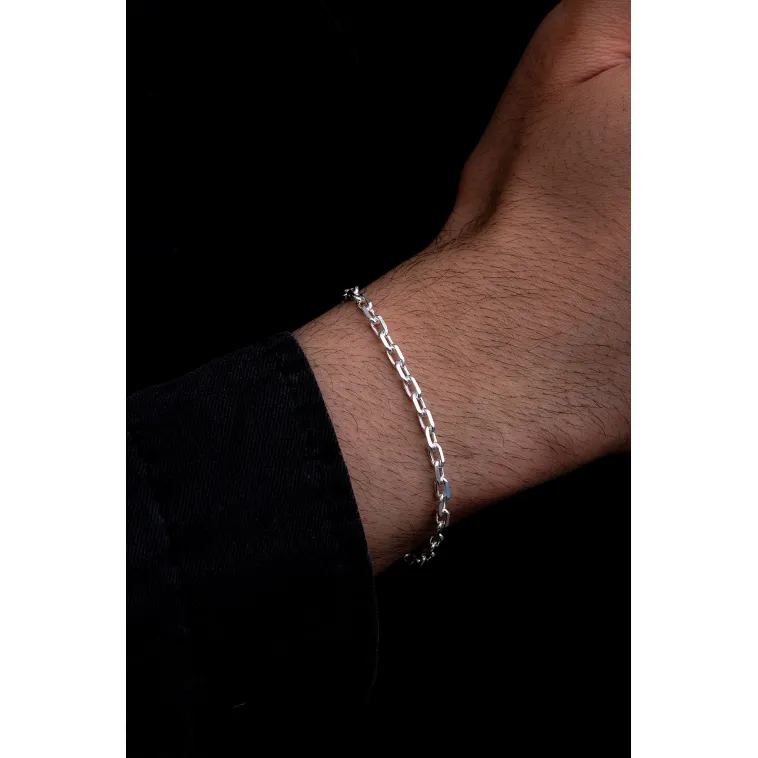 Erkek Gümüş Bileklik - 3.5 mm Forse Zincir Gümüş Bileklik Erkek Gümüş Bileklik - 3.5 mm Forse Zincir Gümüş Bileklik