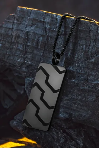Blackstone Vortex Desenli Erkek Kolye 3.5 cm Parlak Çelik Kararmaz Polo Zincir