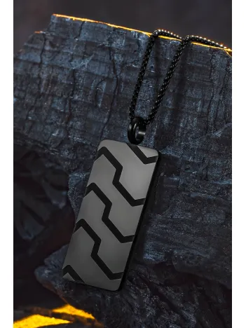 Blackstone Vortex Desenli Erkek Kolye 3.5 cm Parlak Çelik Kararmaz Polo Zincir