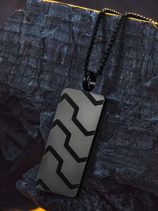 Blackstone Vortex Desenli Erkek Kolye 3.5 cm Parlak Çelik Kararmaz Polo Zincir