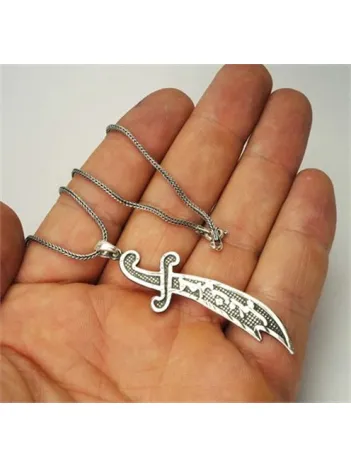 Yeni Model Zülfikar Erkek Gümüş Kolye Zincir Büyük Boy